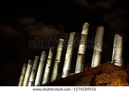 road that leads to the beautiful temple of Venus in Rome at nightroad that leads to the beautiful temple of Venus in Rome at night