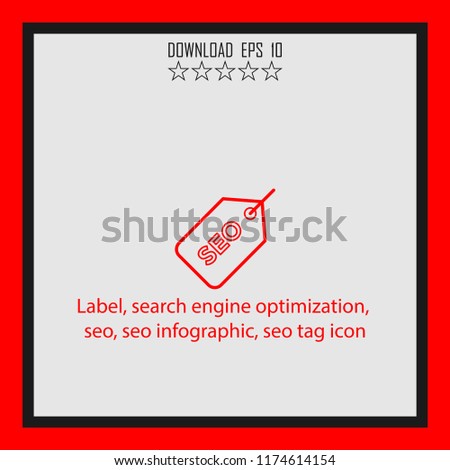Label,seo infographic, seo tag icon  line icon