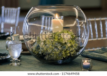 wedding candle in glass bowl decoration 