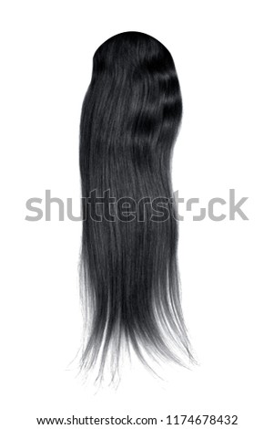 Black hair isolated on white background. Long and beautiful