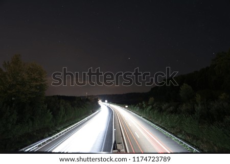 Highway Road at night in Switzerland.