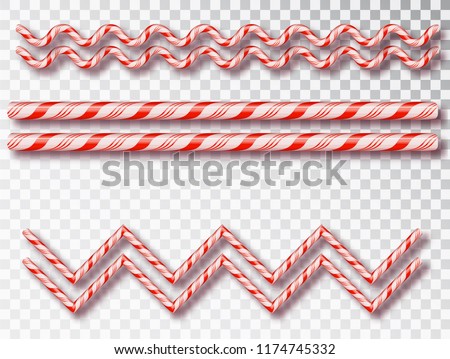 Christmas Candy border isolated . Blank Christmas design, realistic red and white twisted cord frame.  New Year 2019. Holiday design, decor. Vector illustration.