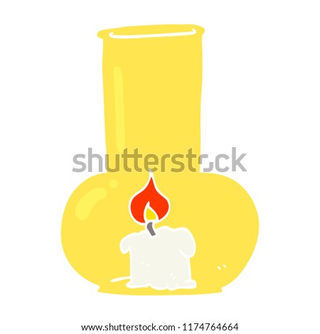 flat color illustration of old glass lamp and candle
