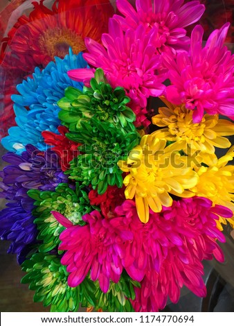 Beautiful Bouquet of tye Dyed Daisy Flowers