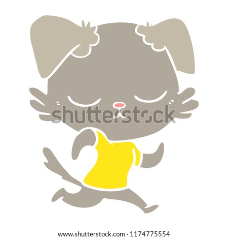 cute flat color style cartoon dog running
