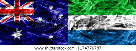 Australia vs Sierra Leone colorful smoke flag made of thick smoke