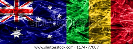 Australia vs Mali colorful smoke flag made of thick smoke