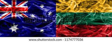 Australia vs Lithuania colorful smoke flag made of thick smoke