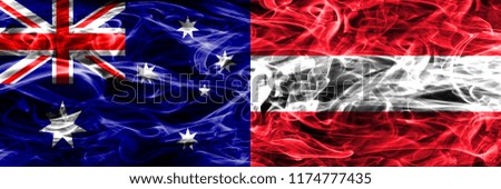 Australia vs Austria colorful smoke flag made of thick smoke
