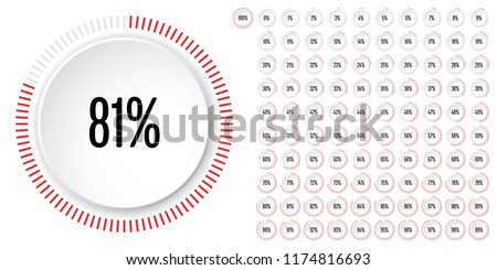 Set of circle percentage diagrams from 0 to 100 ready-to-use for web design, user interface (UI) or infographic - indicator with red Royalty-Free Stock Photo #1174816693