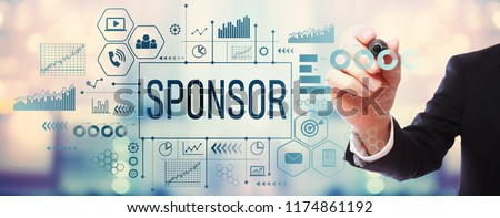 Sponsor with businessman on blurred abstract background Royalty-Free Stock Photo #1174861192