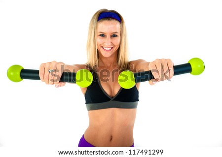 Athletic girl against white background