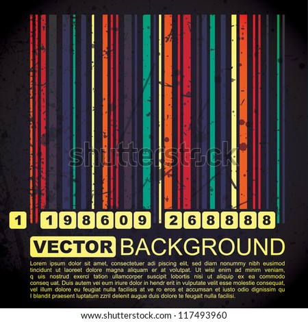 Grunge barcode background - vector