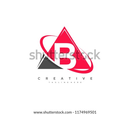 Initial Letter B Corporate Modern Triangle Swoosh Logo