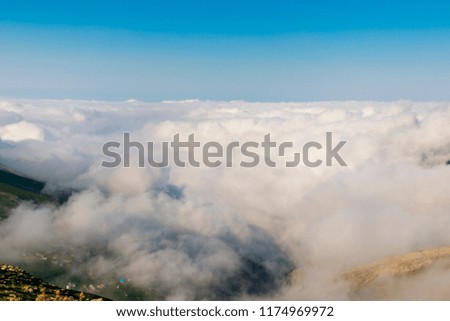 Beautiful landscape above clouds.