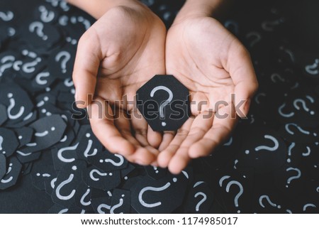 hand showing paper with QUESTION MARK. Concept of FAQ, Q&A, problems, mytery and questions Royalty-Free Stock Photo #1174985017
