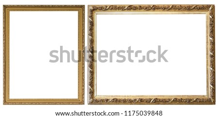 Set of isolated art empty frames in golden and silver color Royalty-Free Stock Photo #1175039848