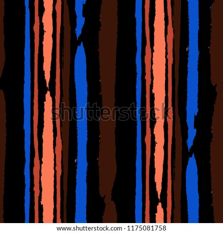Seamless Grunge Stripes. Painted Lines. Texture with Vertical Dry Brush Strokes. Scribbled Grunge Rapport for Linen, Fabric, Wallpaper. Trendy Vector Background with Stripes