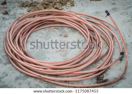large spools of electric cable.Copper cable metal.Copper wire for grounding system.copper wire for grounding