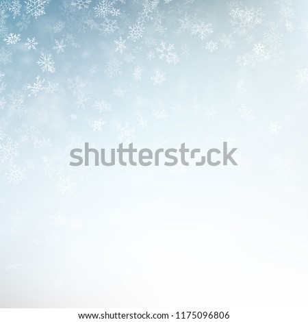Blue blurred winter banner with snow flakes. EPS 10 Royalty-Free Stock Photo #1175096806