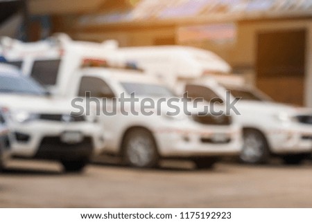 blurred image of the ambulances stand by for work 