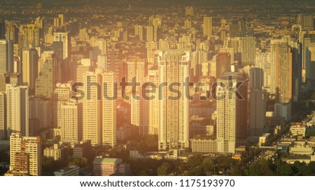 Residence building downtown crowed area, Bangkok cityscape Thailand