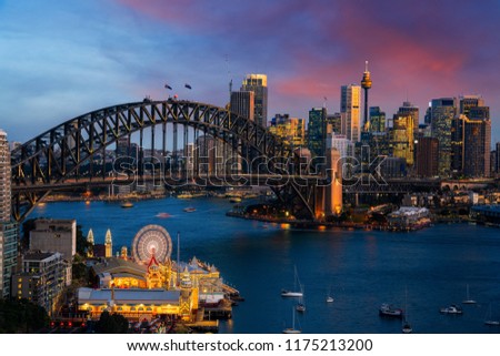Sydney harbour and bridge in Sydney city, New south wales, Australia