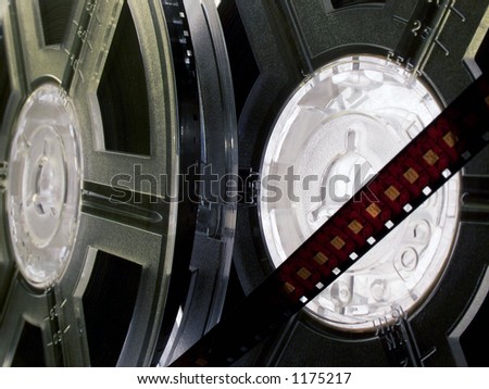  Cinema concept. Two Film rolls with two films