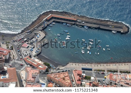 Aerial photography of the fishing port of the village of Candelaria, Tenerife, Canary Islands