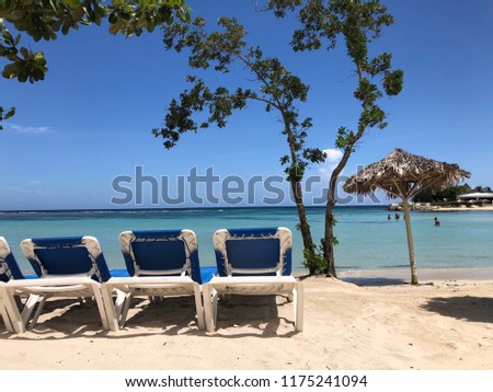 Scenic coastal view of the Caribbean Sea  from Runaway Bay Jamaica. Royalty-Free Stock Photo #1175241094