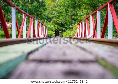 Railroad tracks through the park