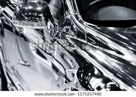 Chromium chrome reflection mirror surface car shine.