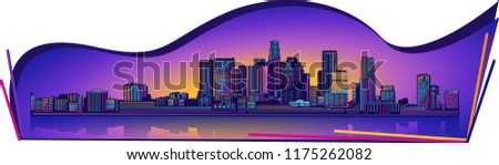 Los Angeles city skyline detailed vector illustration.  Royalty-Free Stock Photo #1175262082