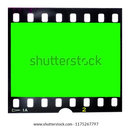 35mm dia film frame with green screen