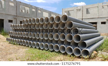 Asbestos Cement or Concrete drainage Pipes for industrial building construction.