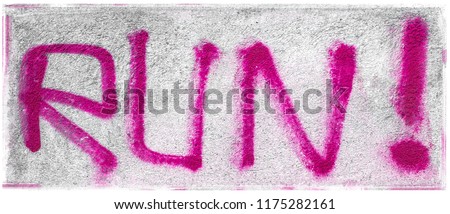 Graffiti PINK text RUN. Ideal for your grungy creative works.