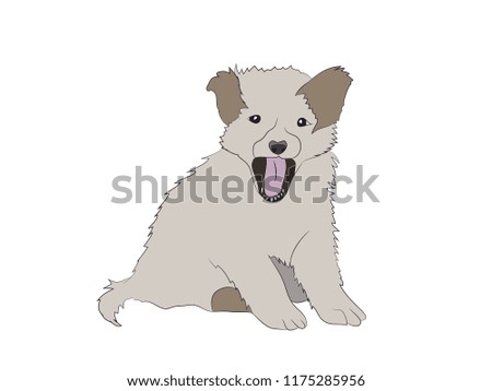 dog sitting, lines, vector, white background
