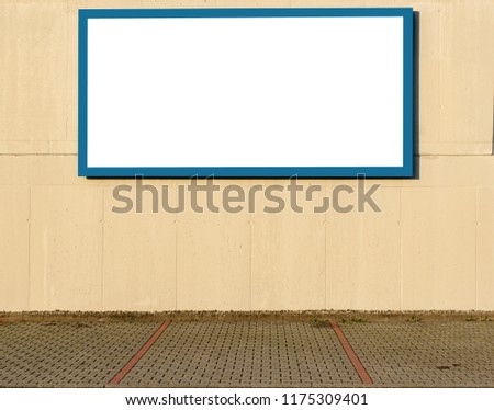 Parking place for cars with wall and a Billboard Rectangular Poster Blank White Isolated Template Urban City Environment