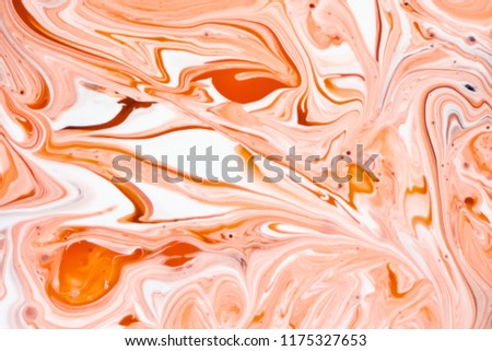 Creative background with abstract orange and white waves. Liquid paint. Mineral texture.
 Royalty-Free Stock Photo #1175327653
