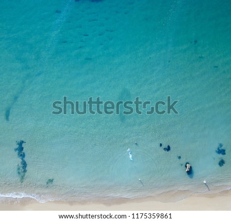 Aerial photo turquoise beach