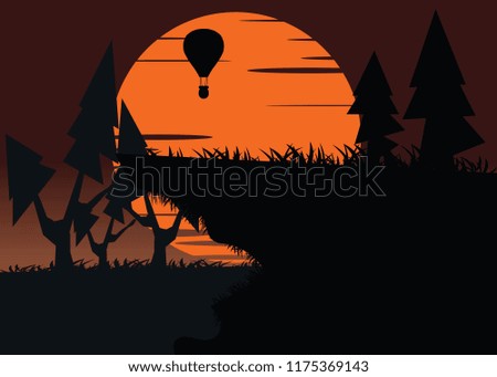 balloon on a cliff vector illustration 