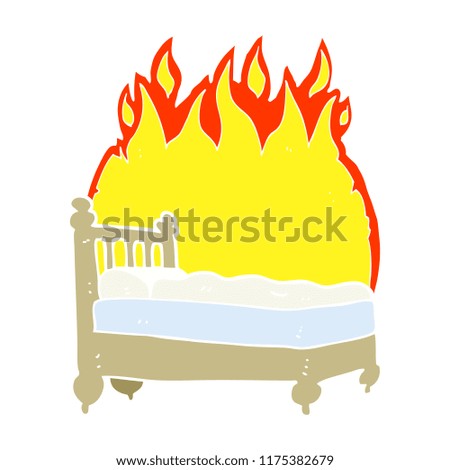 flat color illustration of beds are burning