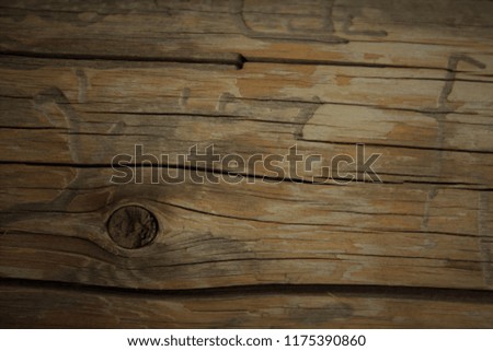 Picture of closeup old brown wood planks with bark beetle traces