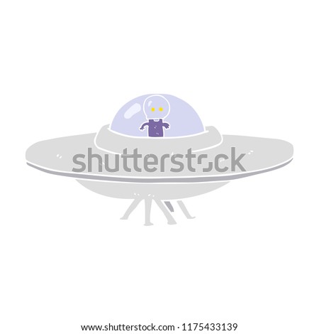 flat color illustration of alien flying saucer