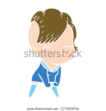 flat color style cartoon squinting girl