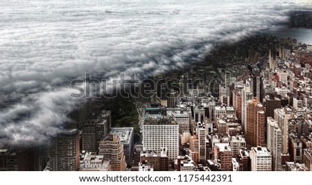New york City view with clouds