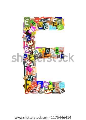 Letter E Of With Colorful Newspaper Letters Isolated On White