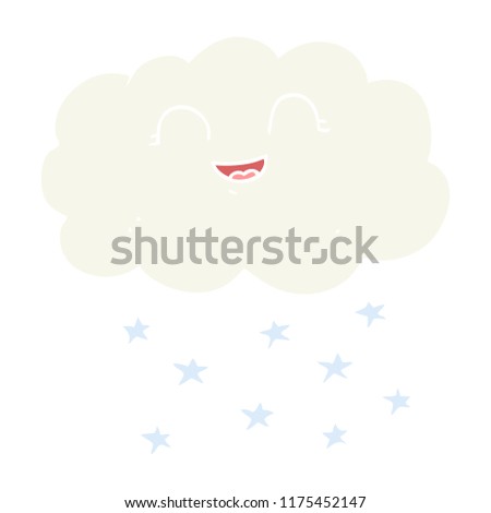 flat color illustration of cloud snowing