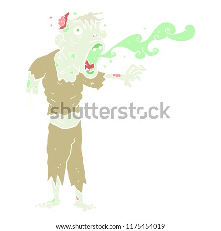 flat color illustration of gross zombie