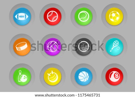 sport balls colored plastic round buttons vector icons for web and user interface design